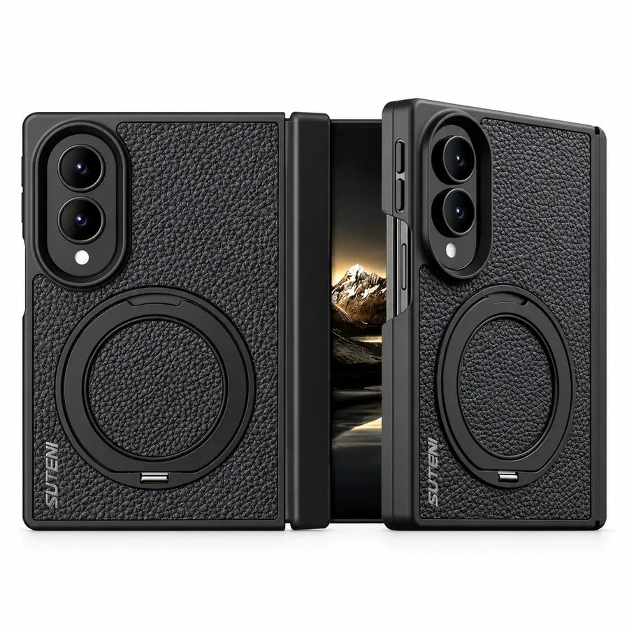 Leather Magnetic Ring Stand Case For Z Fold Series