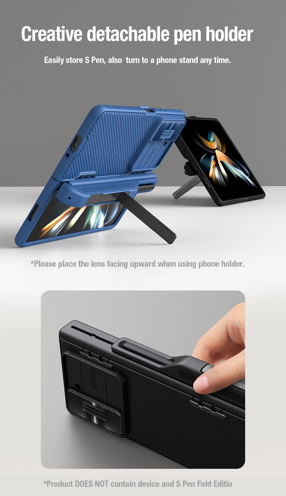 Case with Slide Camera Protector, Kickstand & S-Pen Pocket For Galaxy Z Fold 5