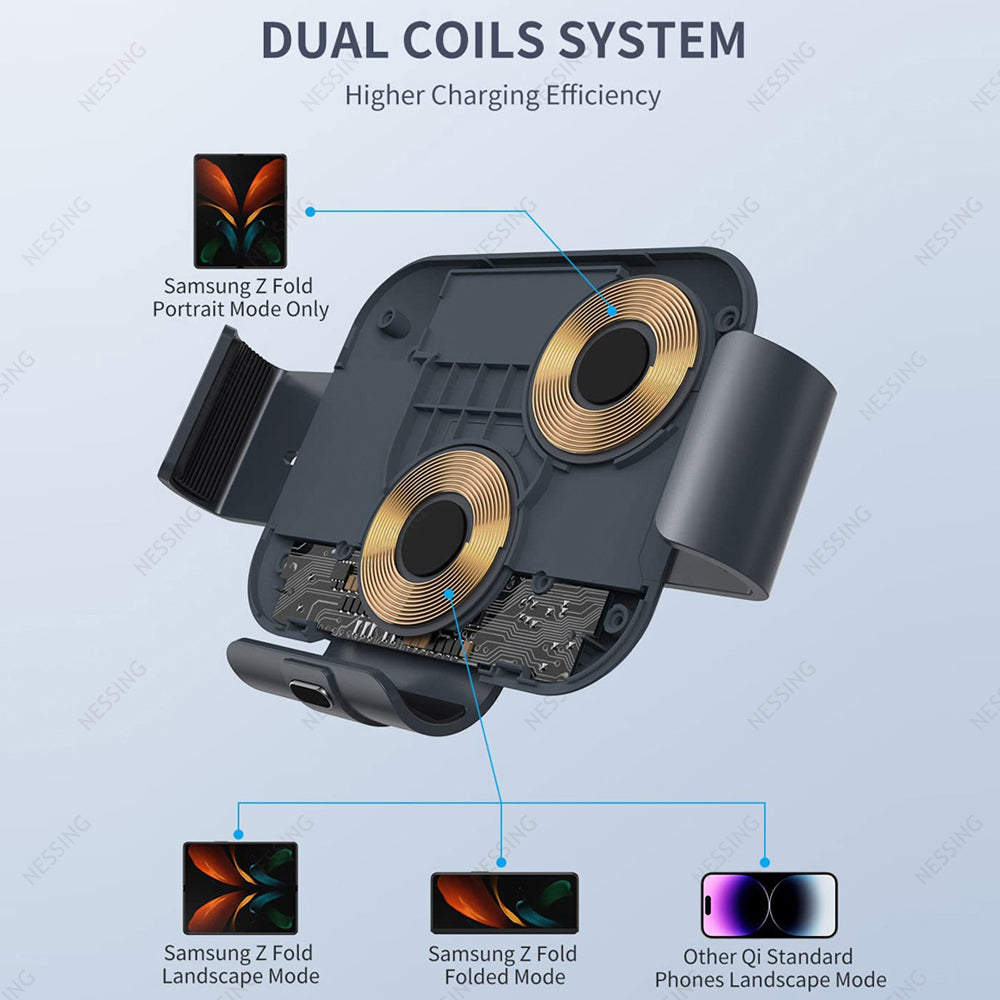 Olycism Mobiele Telefoonhouder Galaxy Z Fold 6/5 Met 15W Draadloze Oplader - Auto Rotatie
