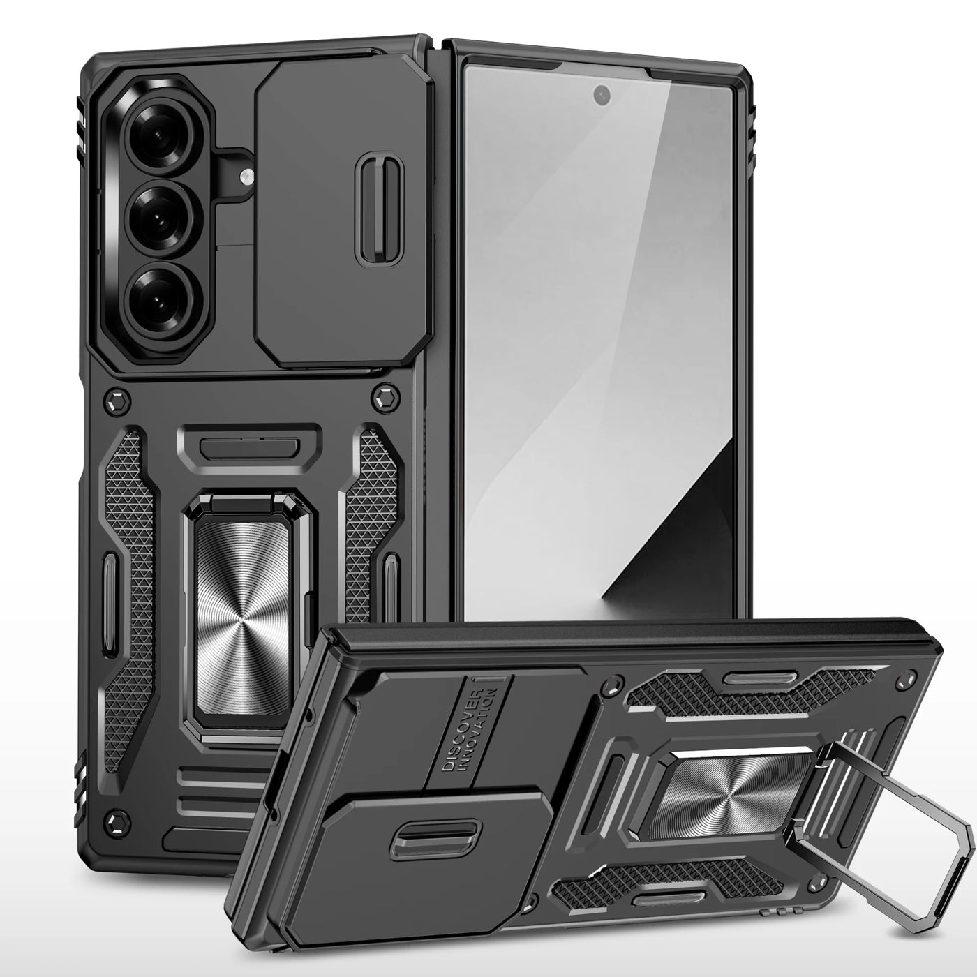 Rugged Armor Sliding Camera Case with Metal Kickstand