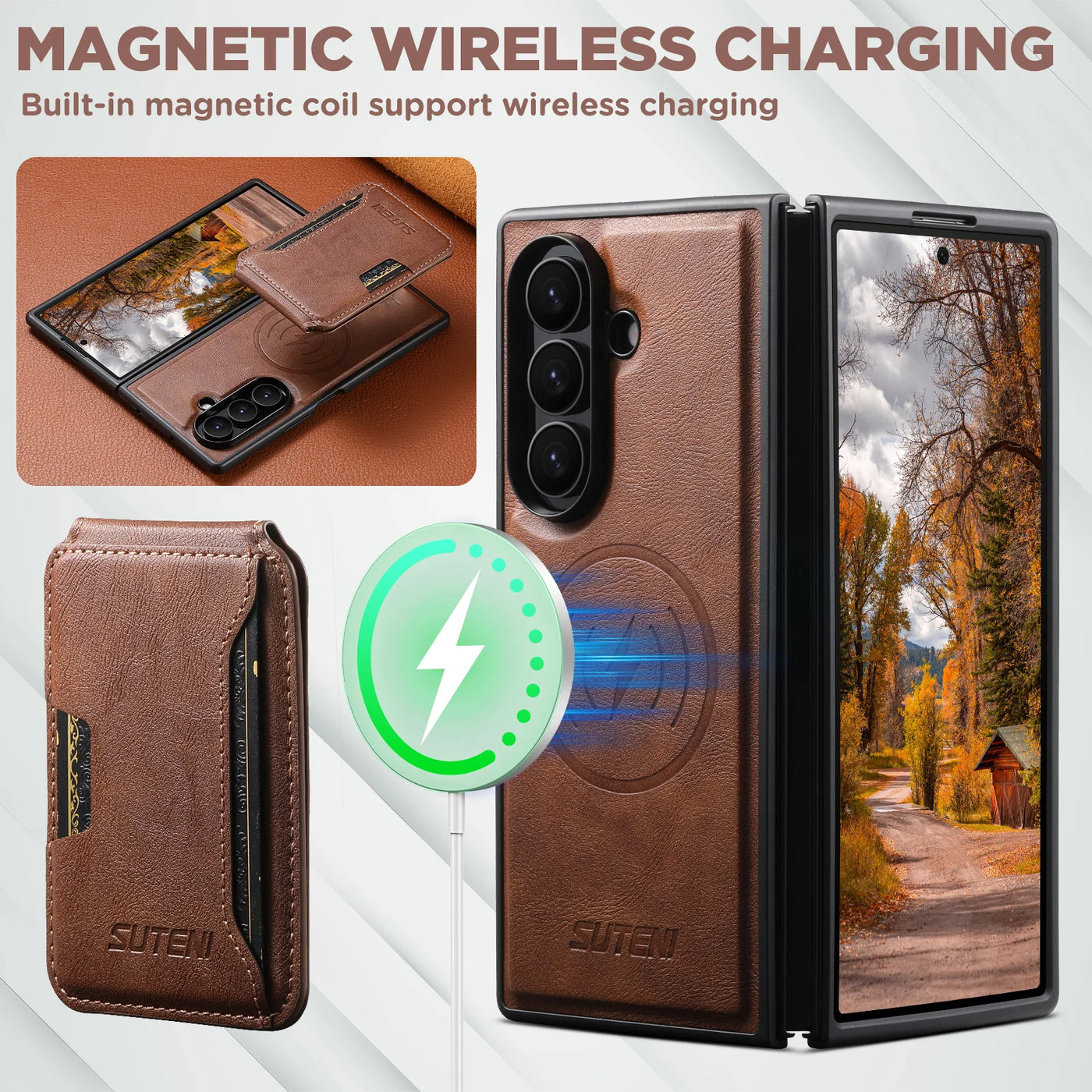 Magnetic Card Holder Leather Case