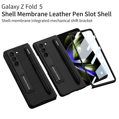 Leather Case with Bracket & Pen Slot For Samsung Galaxy Z Fold 5