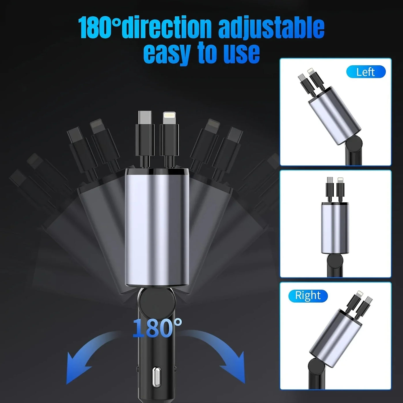 4 in1 Retractable Car Charger - Smart Mouse Co
