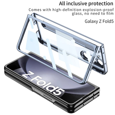 Transparent Case with Magnetic Hinge & Touch Pen For Galaxy Z Fold 5