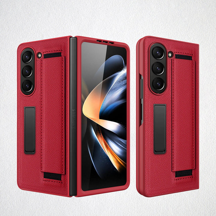 ★DESIGN SKIN★ Galaxy Z Fold 65 Banding Leather Strap Card Leather Case with Card Holder for Samsung Galaxy Z Fold 6