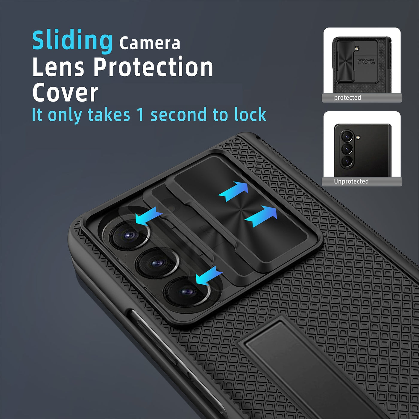 Shockproof Matte Case with Bracket For Samsung Galaxy Z Fold 5
