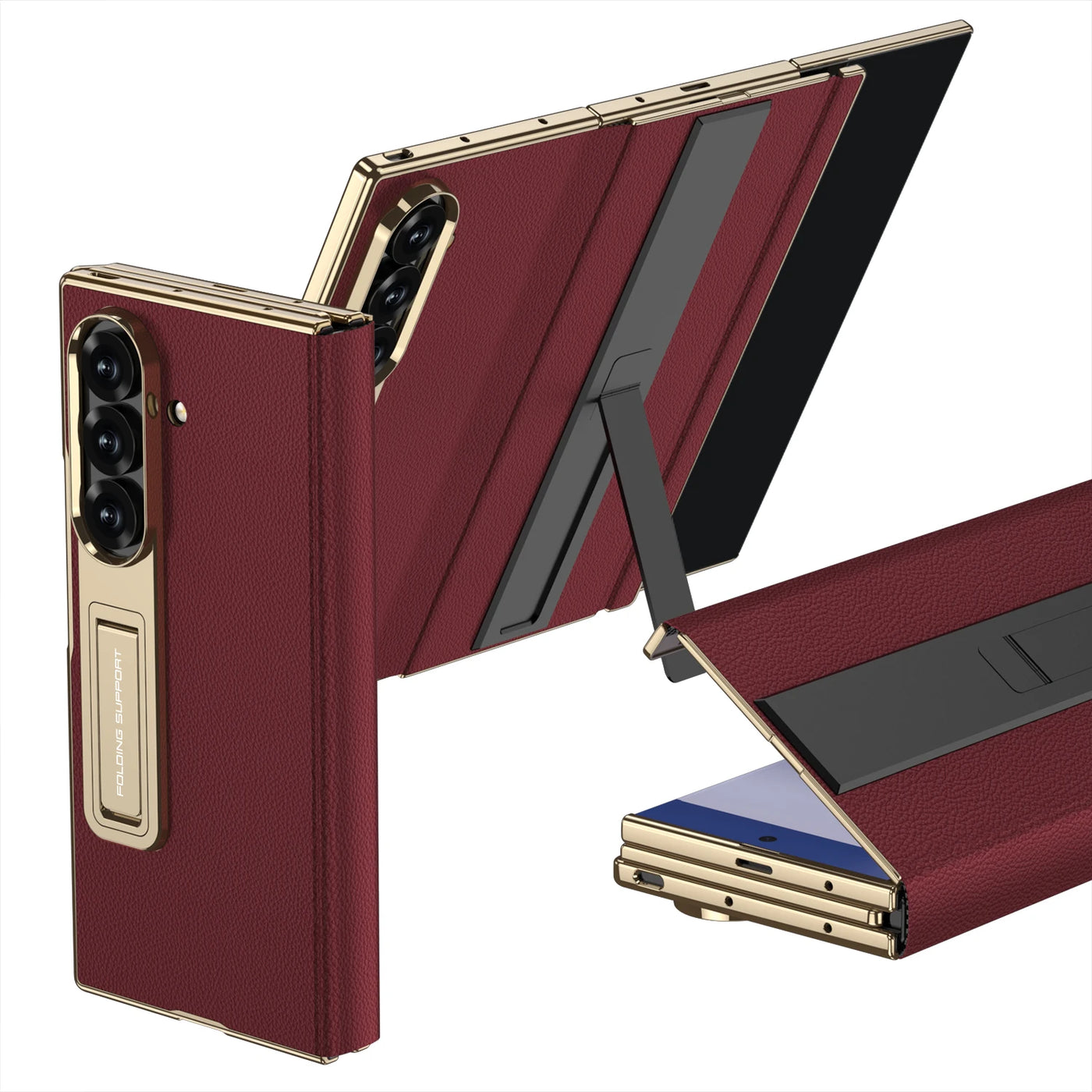 Magnetic Leather Case with Bracket For Galaxy Z TriFold