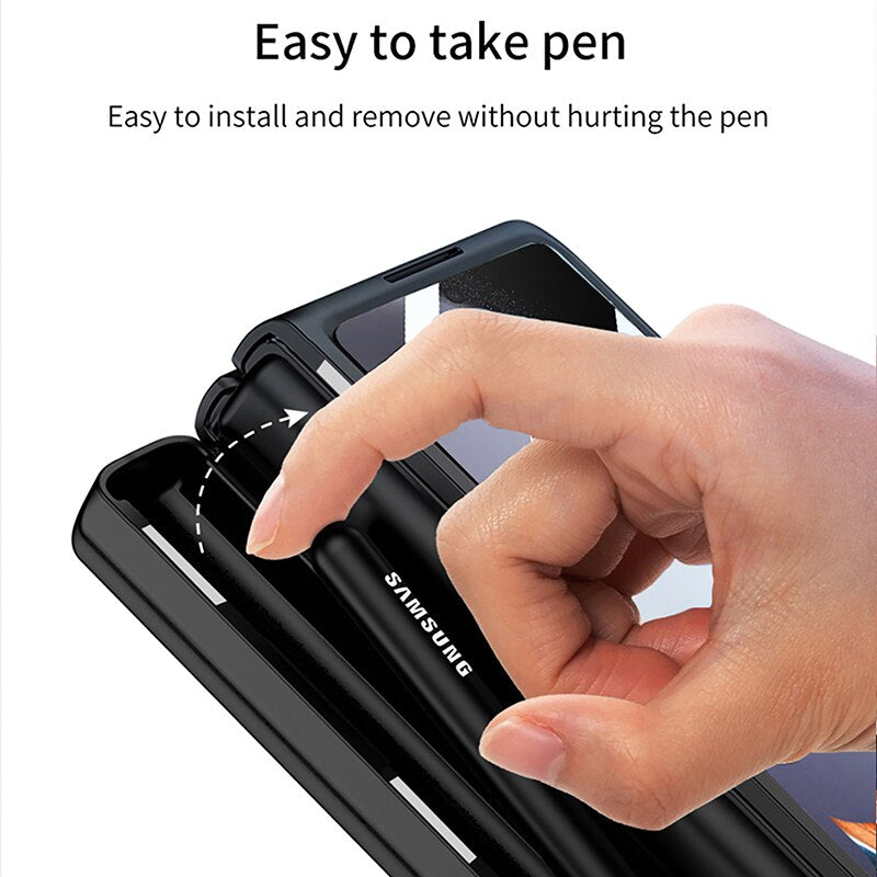 Shockproof Matte Case with Bracket & Pen Slot Holder For Samsung