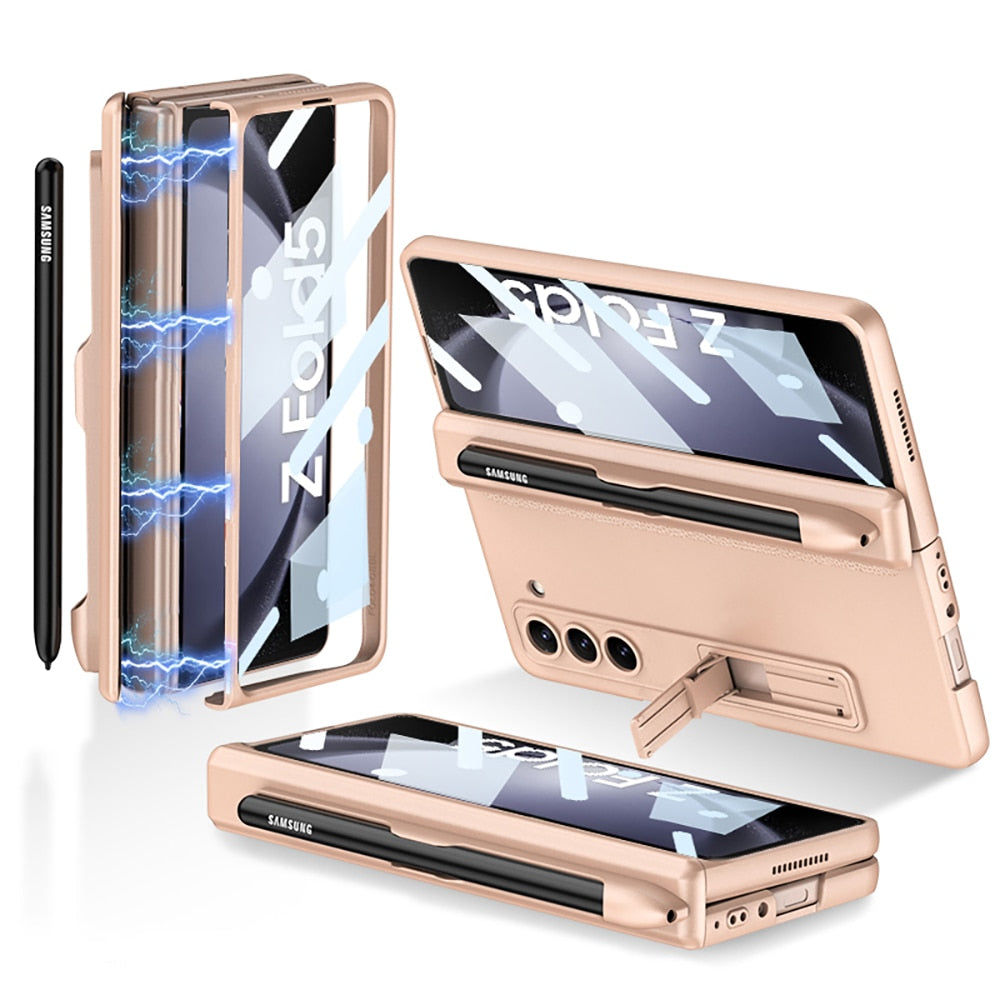 Samsung Galaxy Z Fold 5 Shockproof Matte Case With Stand & Pen Holder