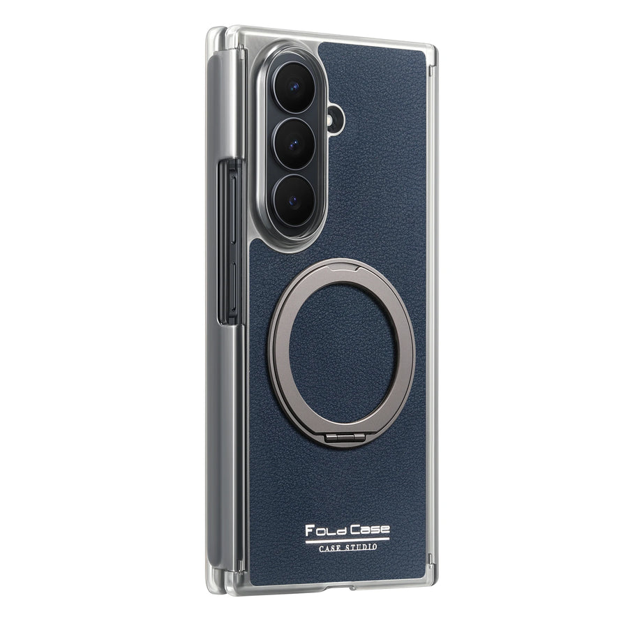 Magnetic Leather Ring Stand Case