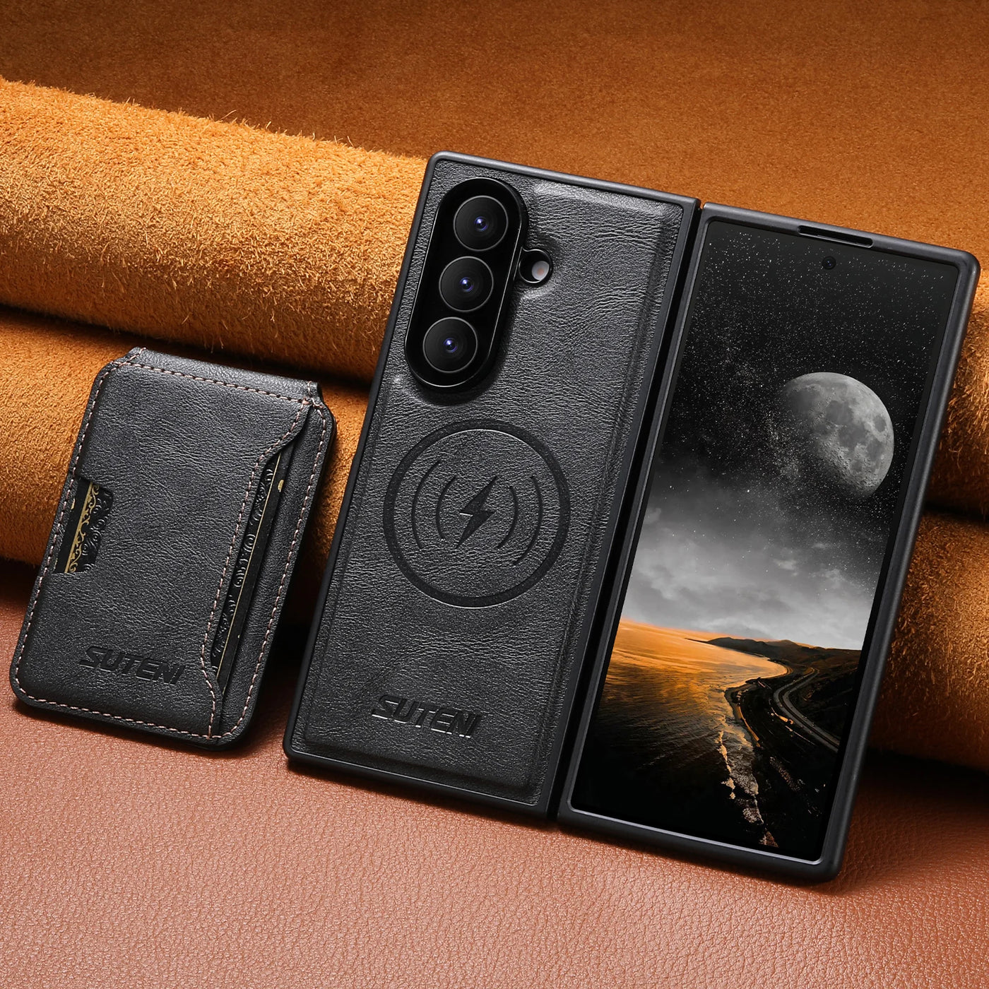 Magnetic Card Holder Leather Case