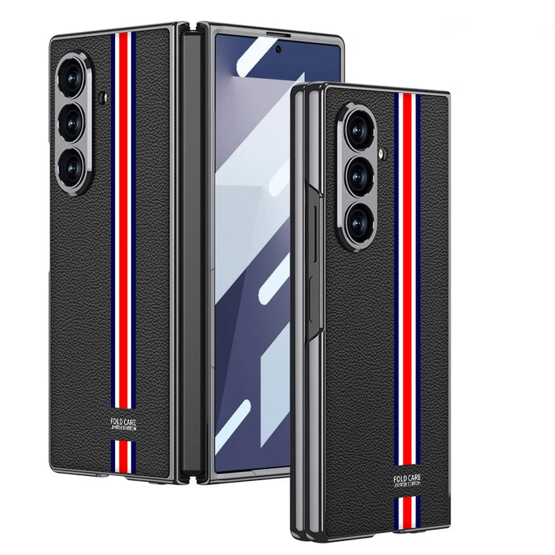 Luxury Stripe Leather Case