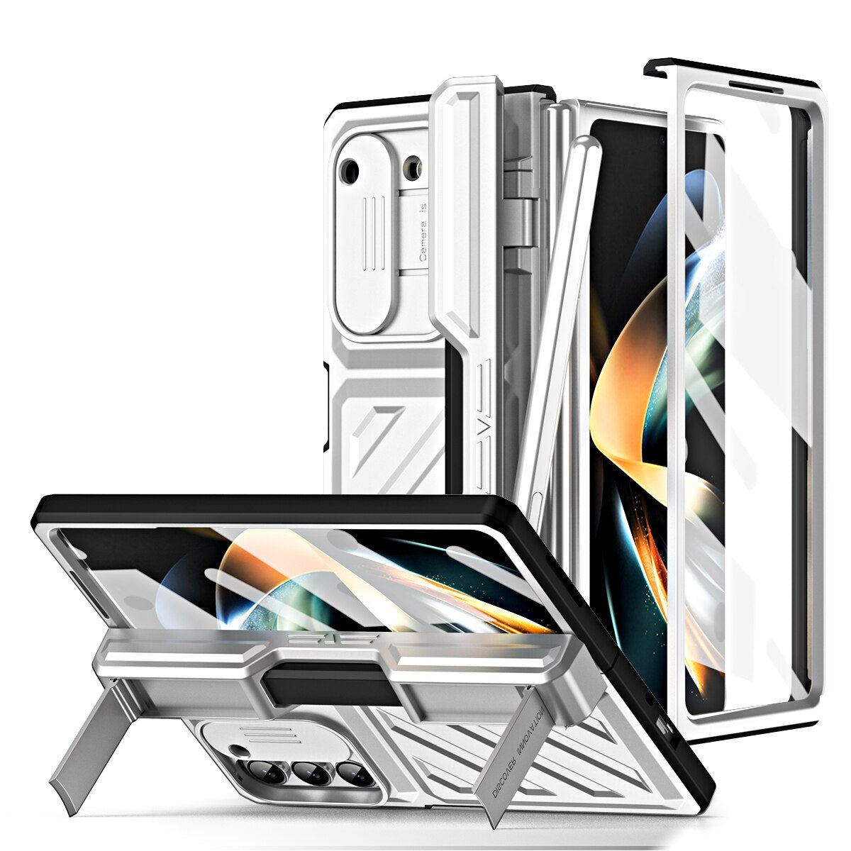 For Samsung Galaxy Z Fold 5 Fold 4/3 Stand Case S Pen Holder Bracket Hard  Cover