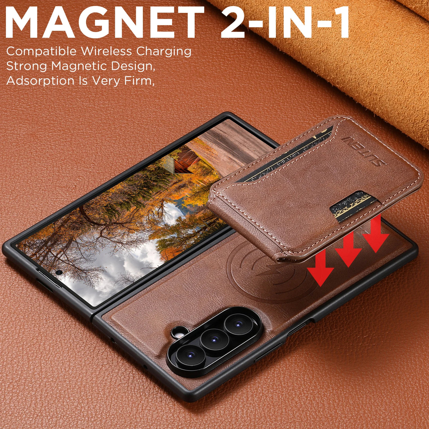 Magnetic Card Holder Leather Case