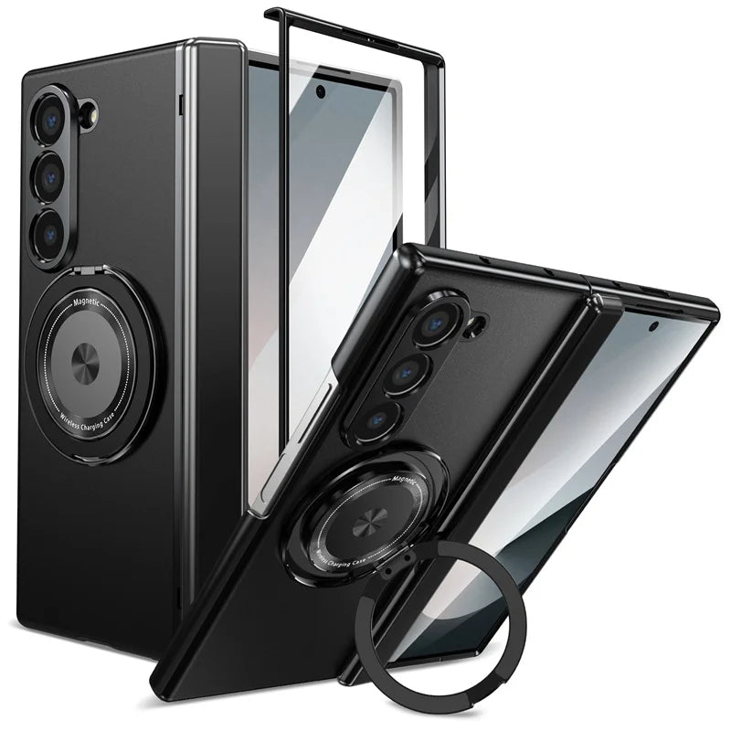 z fold 7 phone case Samsung Galaxy Z Fold 7 Magnetic Ring Armor Case Black / Galaxy Z Fold 5