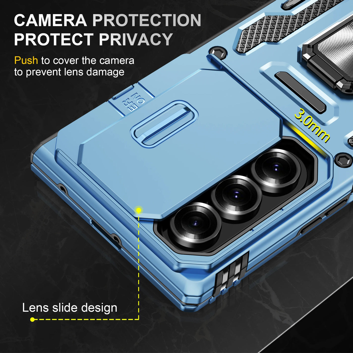 Rugged Armor Sliding Camera Case with Metal Kickstand