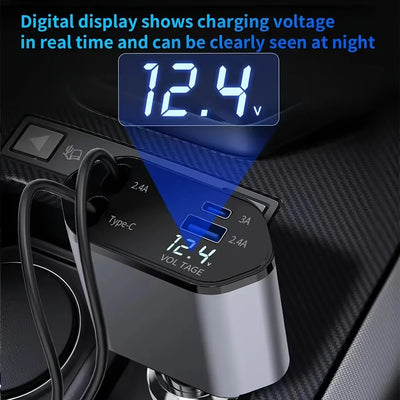 4 in1 Retractable Car Charger - Smart Mouse Co