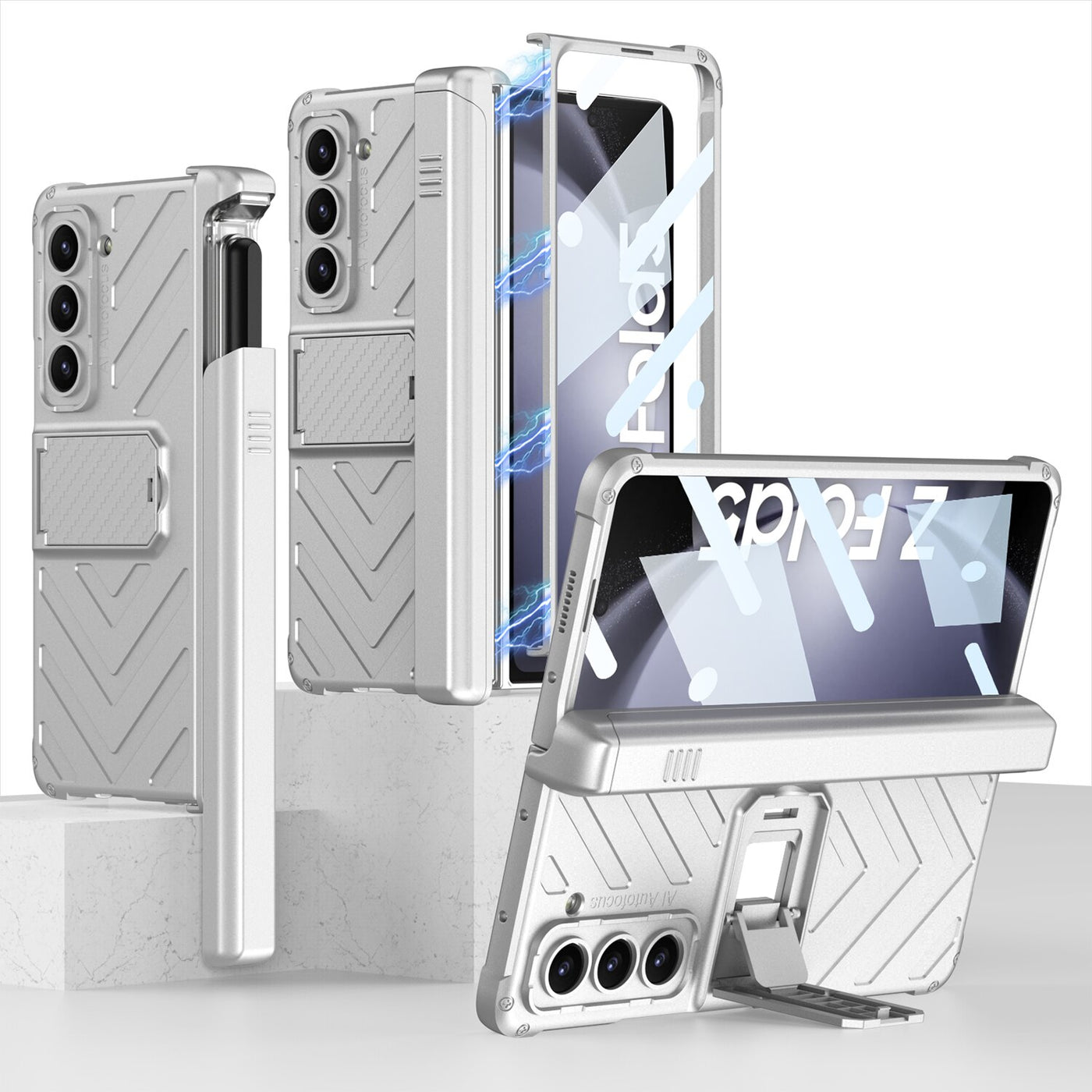 Magnetic Hinge Case with Slide Pen Holder & Kickstand For Galaxy Z Fold 5