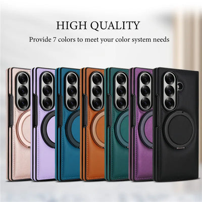 Magnetic Leather Ring Kickstand Case