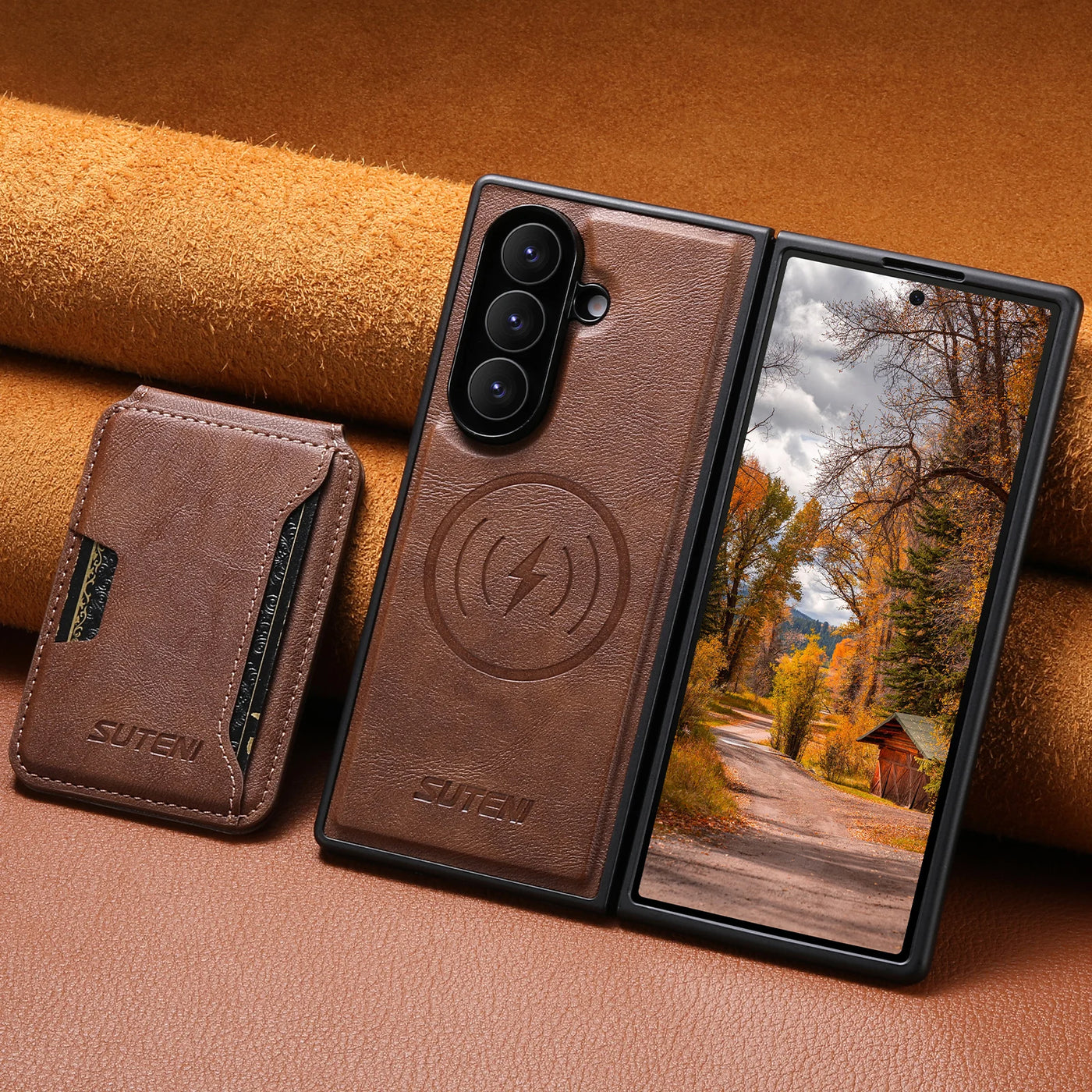 Magnetic Card Holder Leather Case