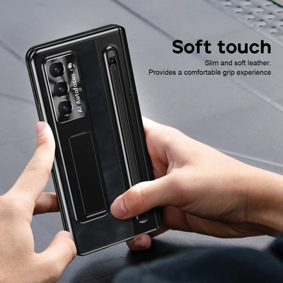 Shockproof Leather Case with Bracket & Touch Pen For Galaxy Z Fold 5