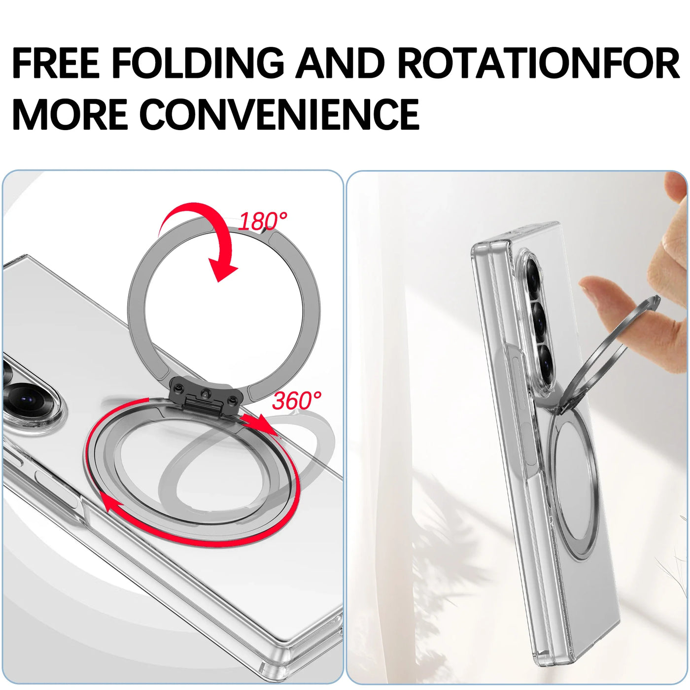 Clear Case with 360° Rotating Kickstand
