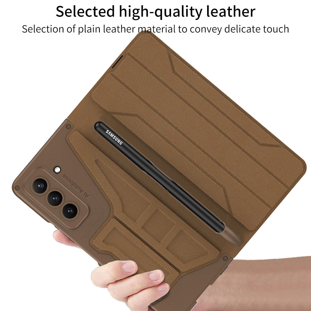 Leather Case with Detachable Pen Holder for Samsung Galaxy Z Fold 5