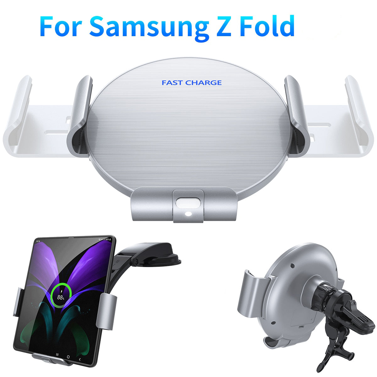 Car Holder For Z Fold 5 Dual Coil Wireless Car Charger