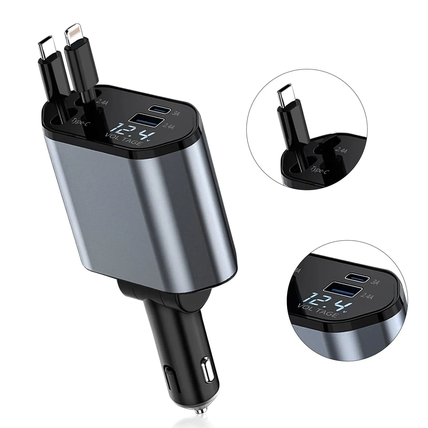 4 in1 Retractable Car Charger - Smart Mouse Co
