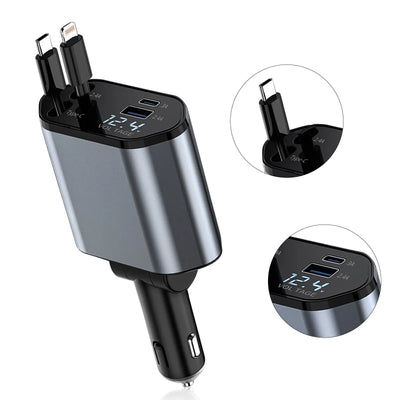 4 in1 Retractable Car Charger - Smart Mouse Co
