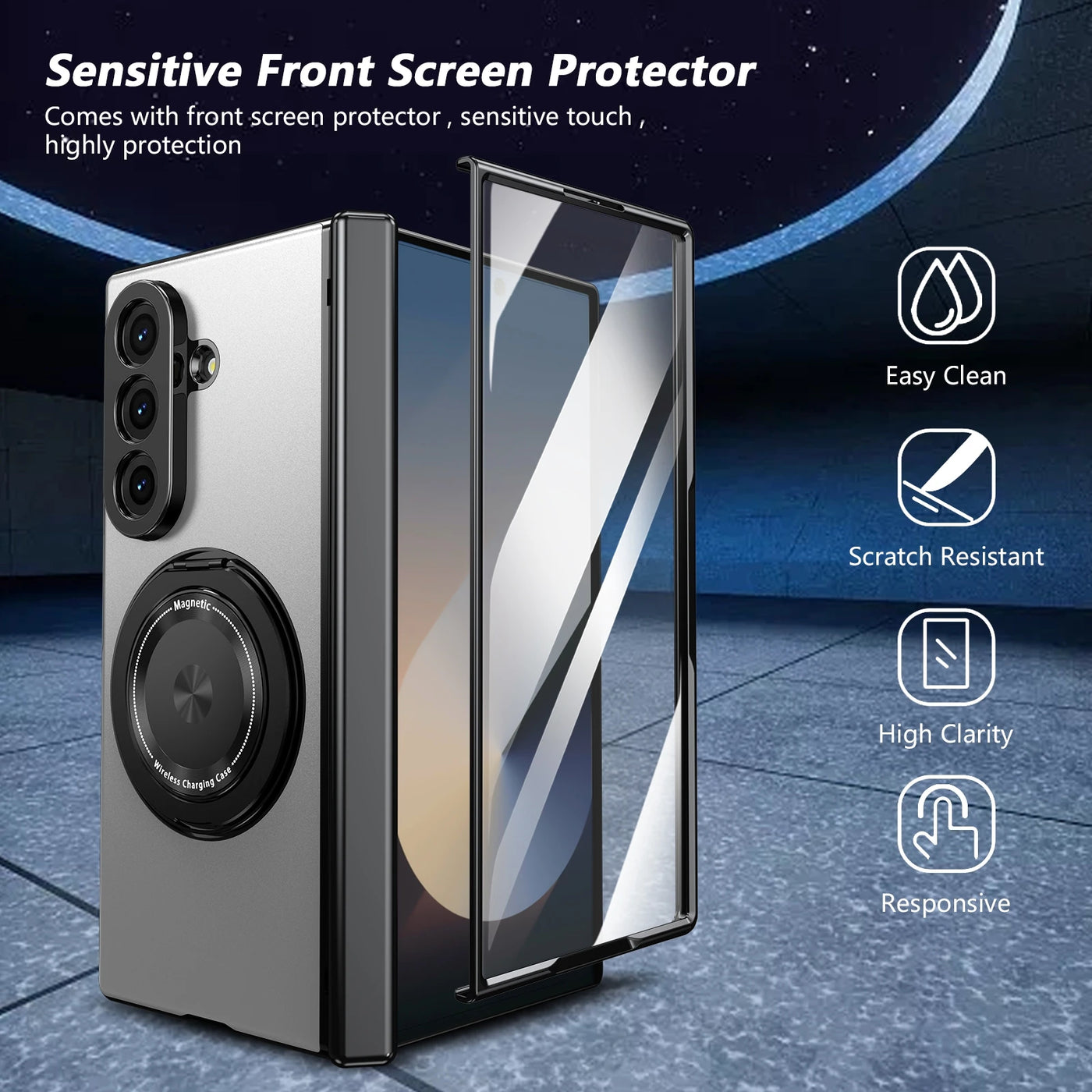 Magnetic Ring Kickstand Case with Screen protection