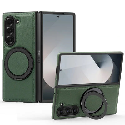 Leather Magnetic Ring Kickstand Case