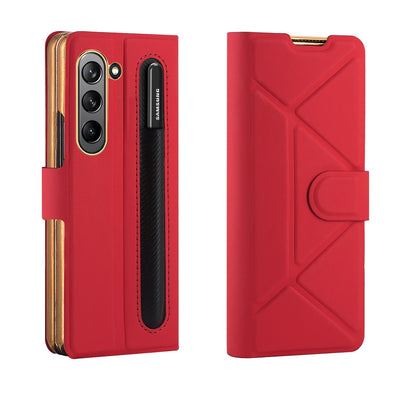 Magnetic Leather Flip Cover & S Pen Slot Holder for Samsung Galaxy Z Fold 5