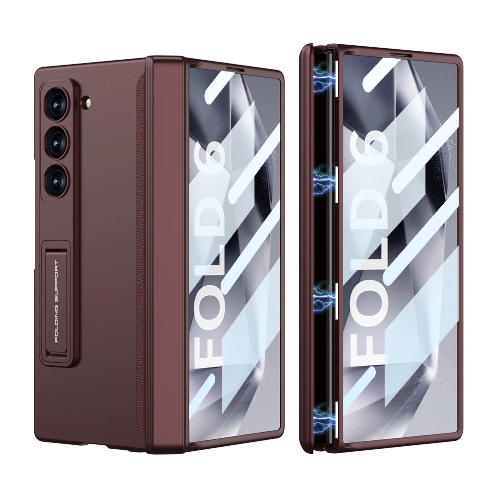 Shockproof Case with Magnetic Hinge Protection for Samsung Z Fold 6 Galaxy Z Fold 6 / Wine Red