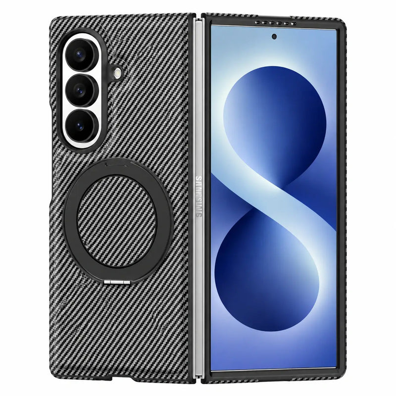 Carbon Fiber MagSafe Ring Stand Case for Samsung Galaxy Z Fold 8 Ultra — Gray