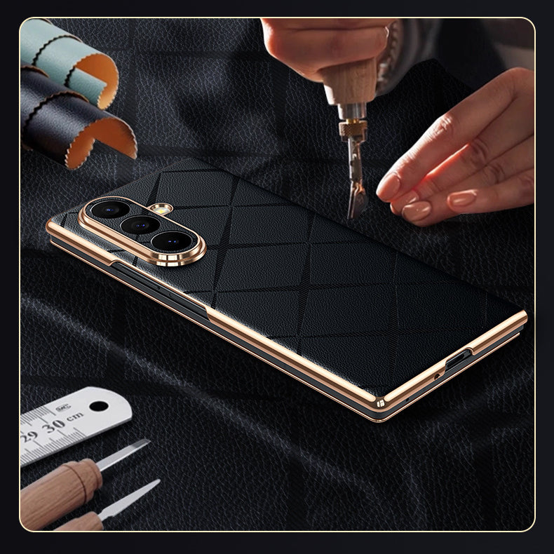 Luxury Diamond Pattern Leather Case