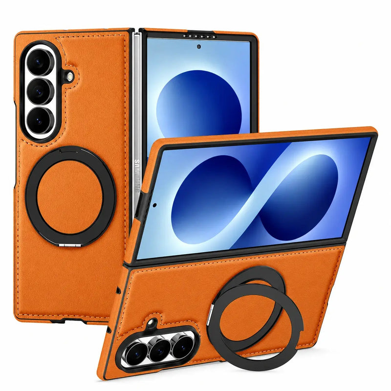 Leather Ring Stand Case for Samsung Galaxy Z Fold 8 Wide