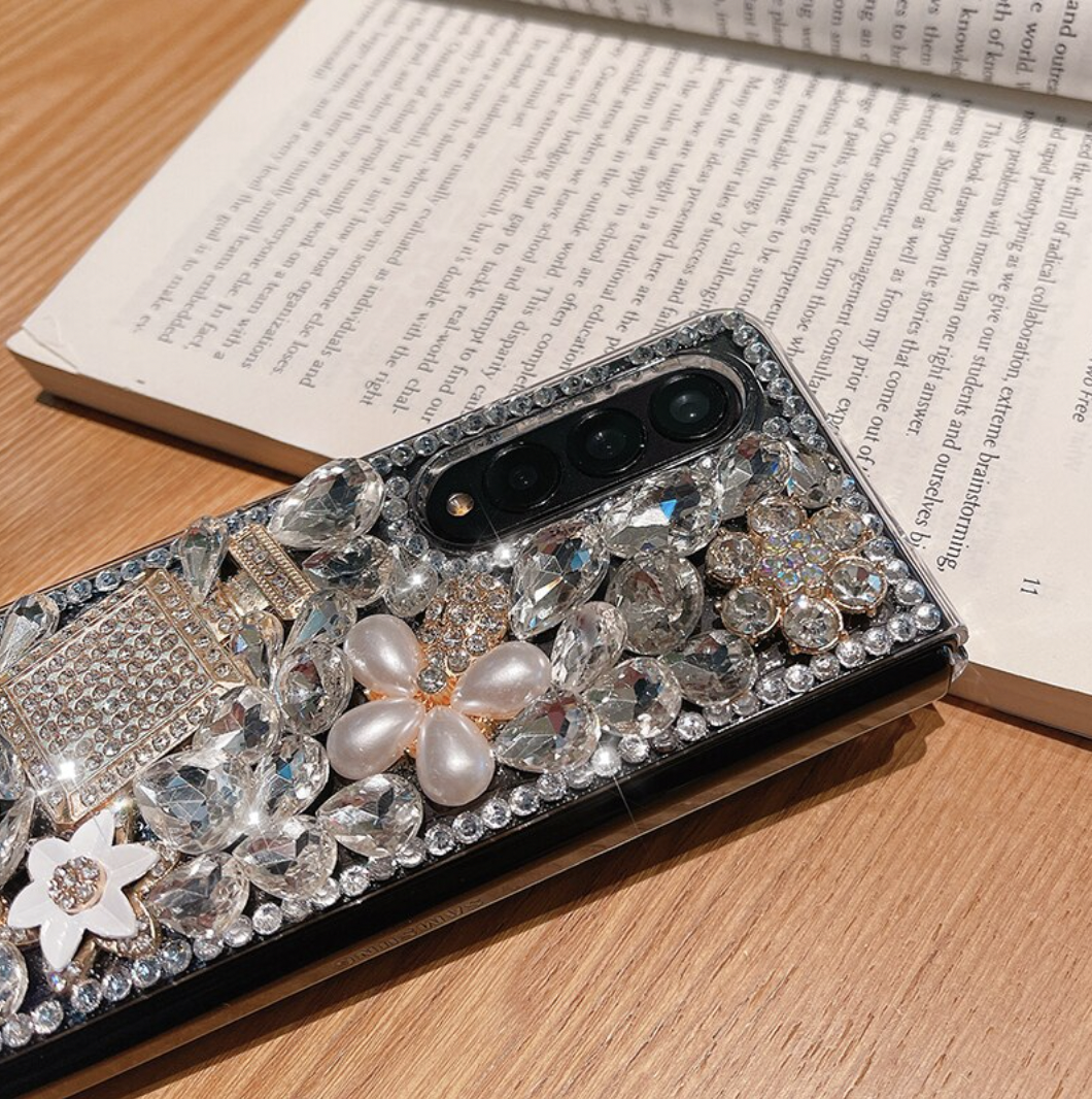 Luxury Pearl Flowers Case For Samsung Galaxy Z FOLD 4 5G