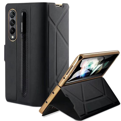 Leather Flip Stand S Pen Holder Slot Case For Galaxy Z Fold 4