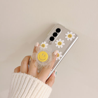 Cute Smile Sunflower HolderPhone Case For Samsung Galaxy Z Fold 4
