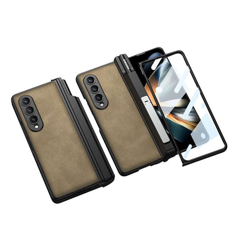 Leather Kickstand Case with Pen Holder For Samsung Galaxy Z Fold 4