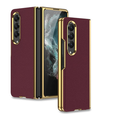 Plating Surface Leather Matte Case For Samsung Galaxy Z Fold 4