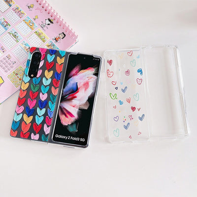 Woman Cute Colorful Love Heart Phone Case For Samsung Galaxy Z Fold 4