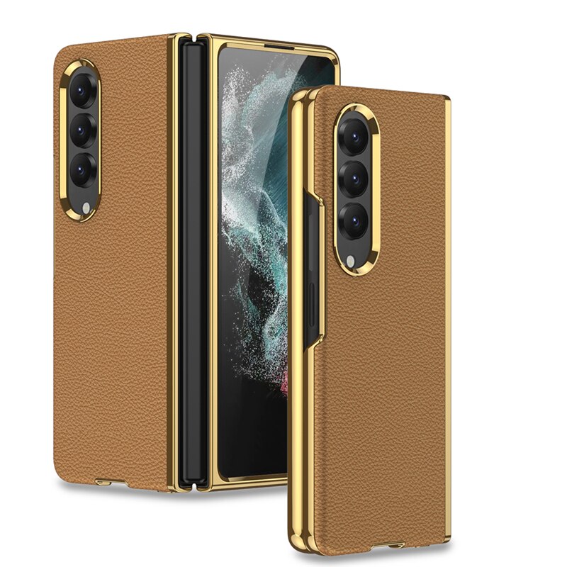 Plating Surface Leather Matte Case For Samsung Galaxy Z Fold 4