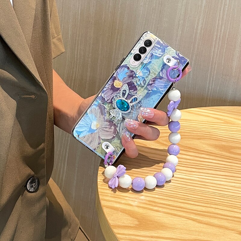 Cute Flower Case with Chain For Samsung Galaxy Z Fold 4