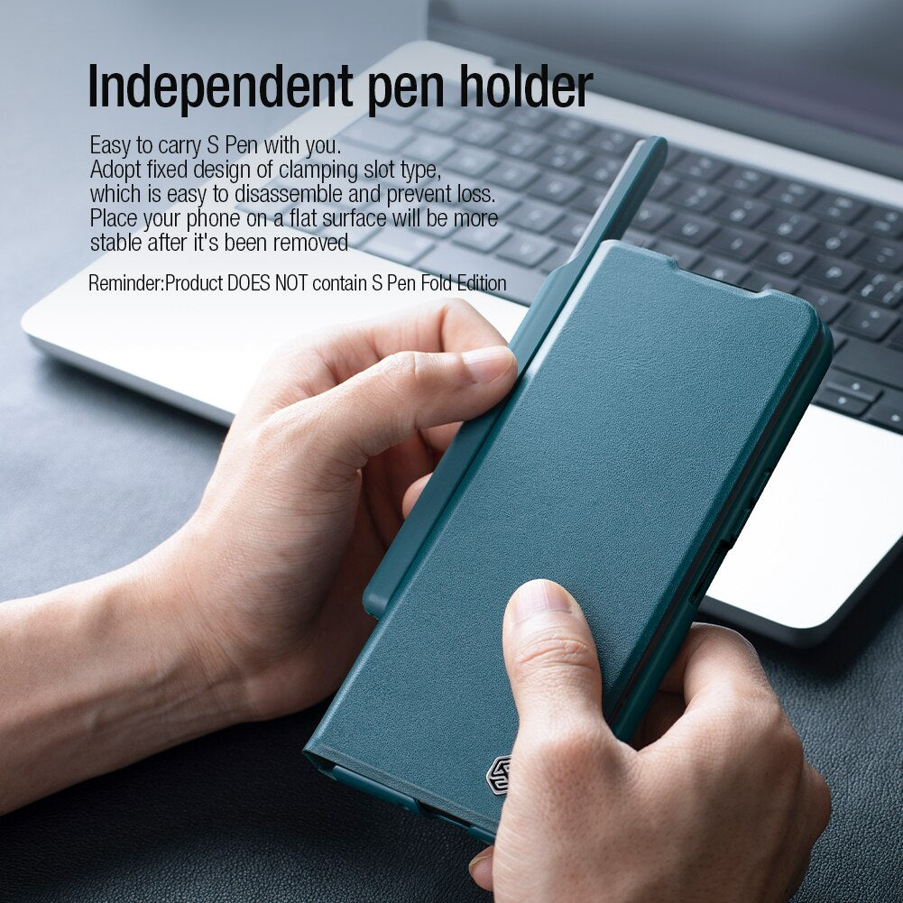 Luxury Leather Case With Pen Holder For Samsung Galaxy Z Fold 4